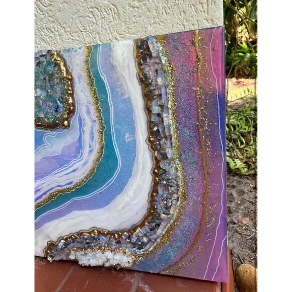 Handmade Geode Resin Boho Wall Art - Picture 4 of 6